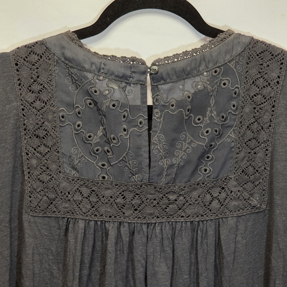 Anthropologie TINY Black Embroidered Eyelette Sleeveless Top Linen Blend, L - Picture 8 of 10